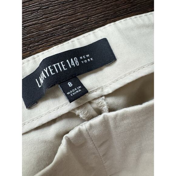 Lafayette 148 Stretch Crop Pants Beige Capri 8 - Picture 4 of 10